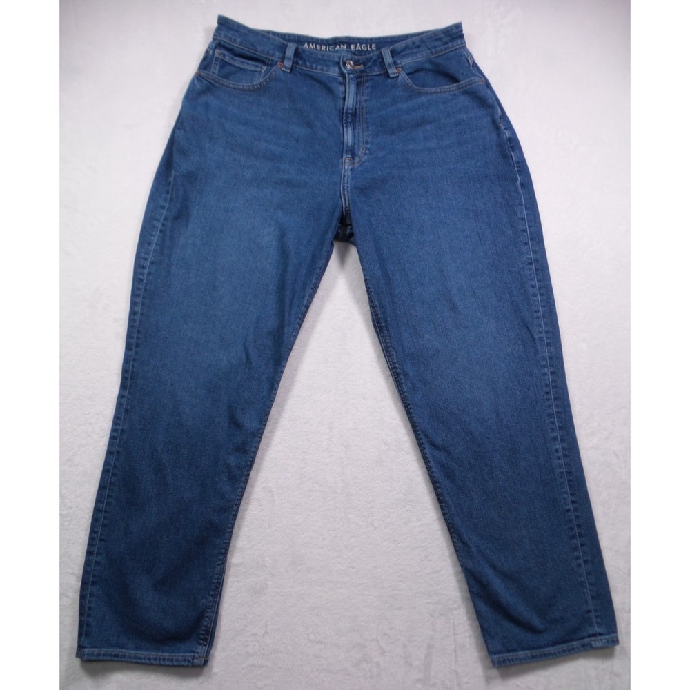 American Eagle Jeans Womens Size 12 Long Blue Denim Mom High Rise Stretch